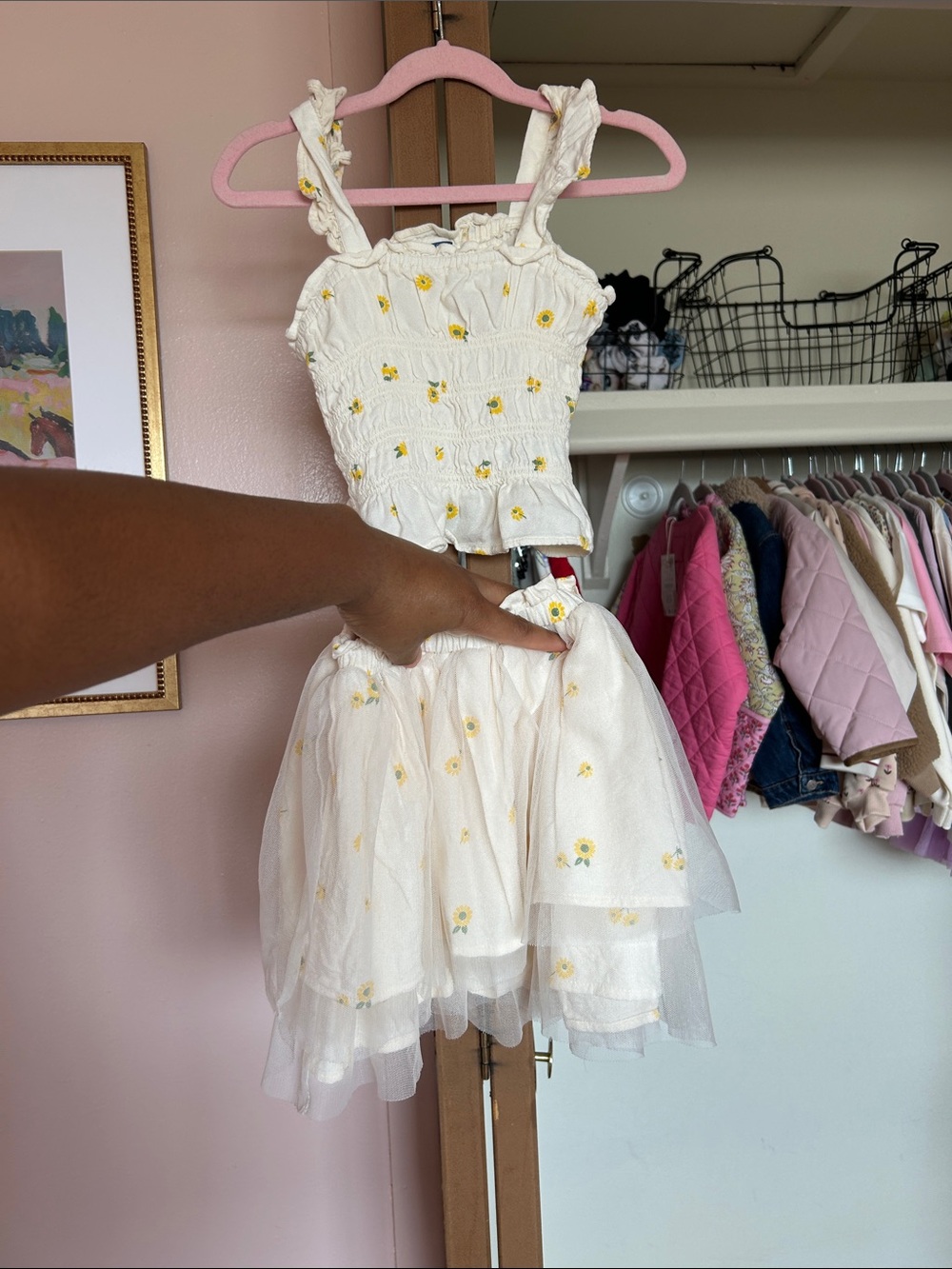 Old Navy White Dress with Yellow Daisy Accents